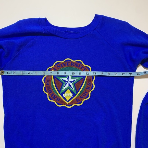 Vintage 80s 90s University of Hard Knocks Thin Soft Blue Crewneck Sweatshirt XS - Picture 5 of 6